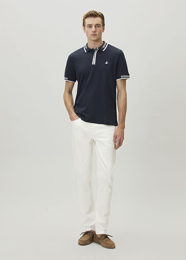 Beymen Club Comfort Fit Lacivert Polo Yaka Çizgi Detay T-shirt - 3