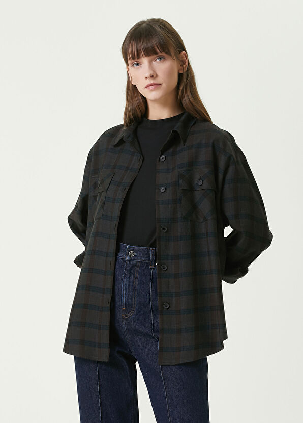 Beymen Haki Ekoseli Dış Gömlek - 1