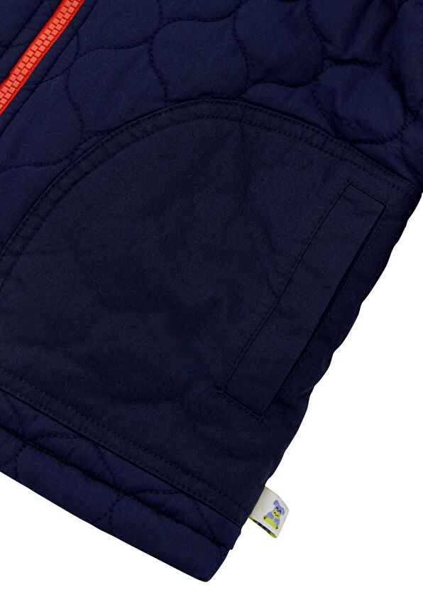 Lacivert Pamuklu Kapitone Erkek Çocuk Mont - Görsel 5