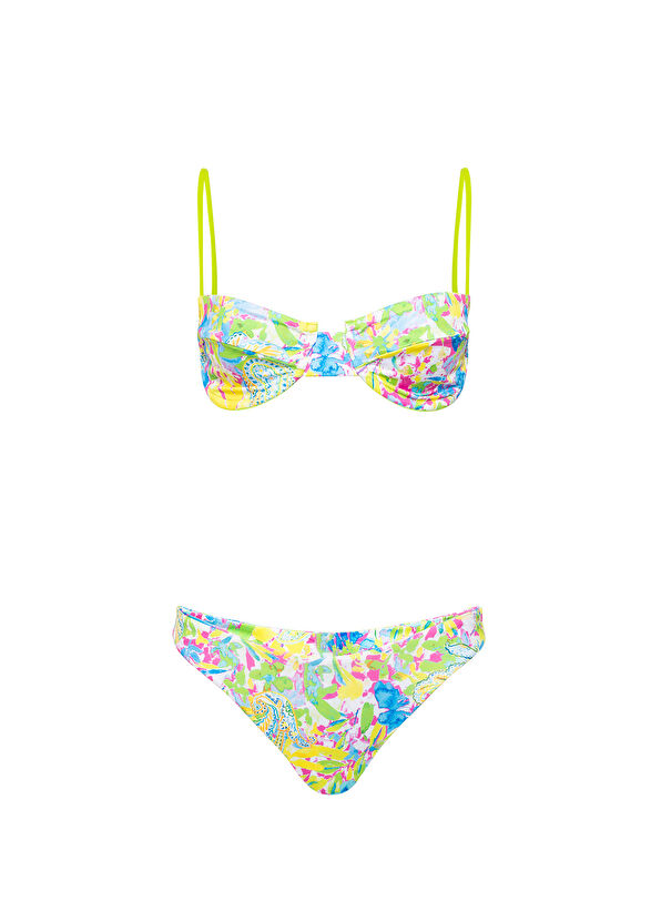 Lyn Swimwear Ecole Renkli Çiçek Desenli Kadın Balconette Bikini Takımı - 1