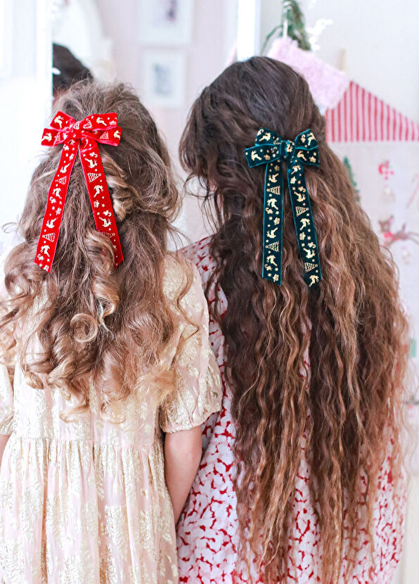 Mini & Kids Red Bow Velvet Girl's Bow Clasp - 3