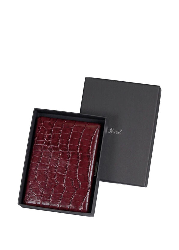 Pearl Japan Cosmos Croco Brown 9-slot Leather Long Cigarette Case - 2