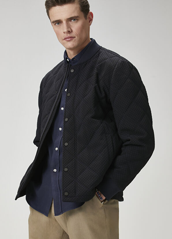 Beymen Club Navy Blue Quilted Bomber Jacket - 1