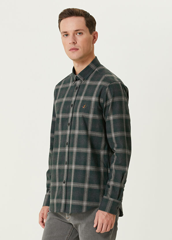 Beymen Club Comfort Fit Haki Ekose Gömlek - 4