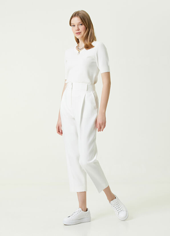 Beymen Club Kırık Beyaz Bisiklet Yaka Pike Dokulu Kazak - 2