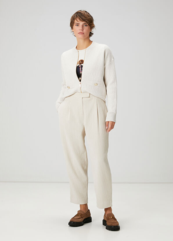 Beymen Club Beige Ottoman Textured Wool Bomber Jacket - 2