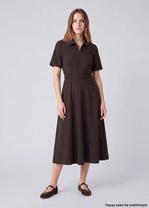 Beymen Club Dark Brown Midi Dress - 1
