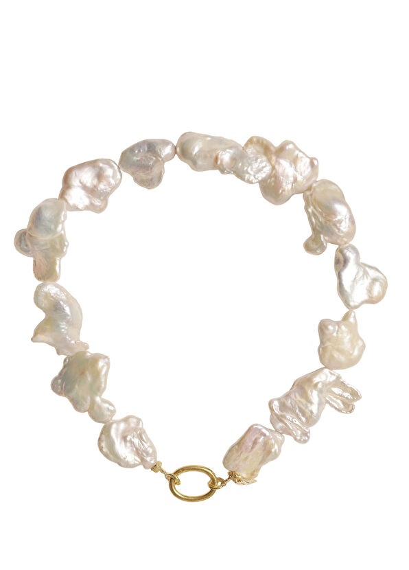 Jewelarin Muse Doğal İnci 925 Ayar Gümüş Üzeri Altın Kaplama Kadın Kolye - 1