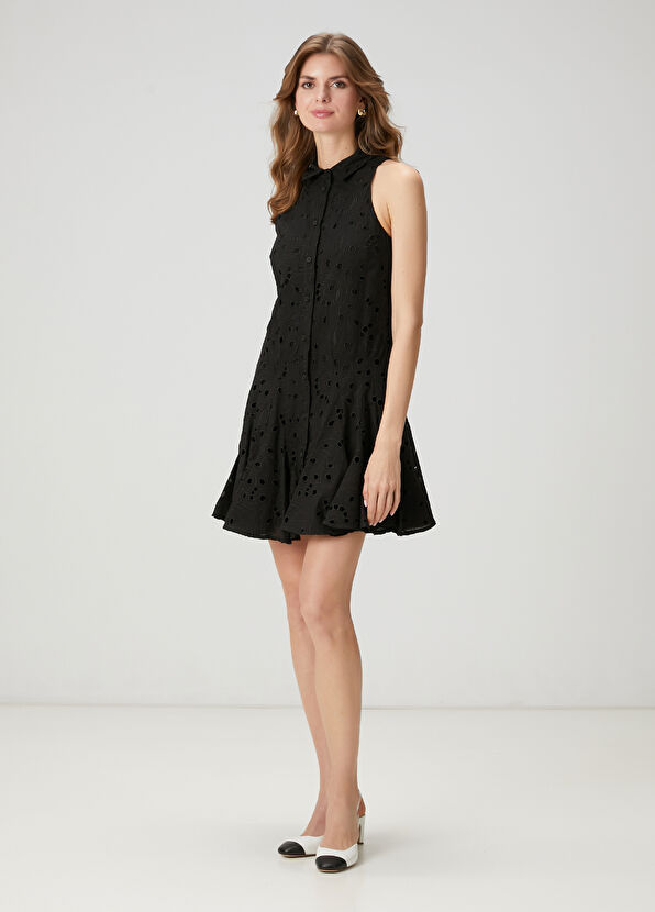 Beymen Club Siyah Nakışlı Mini Elbise - 3