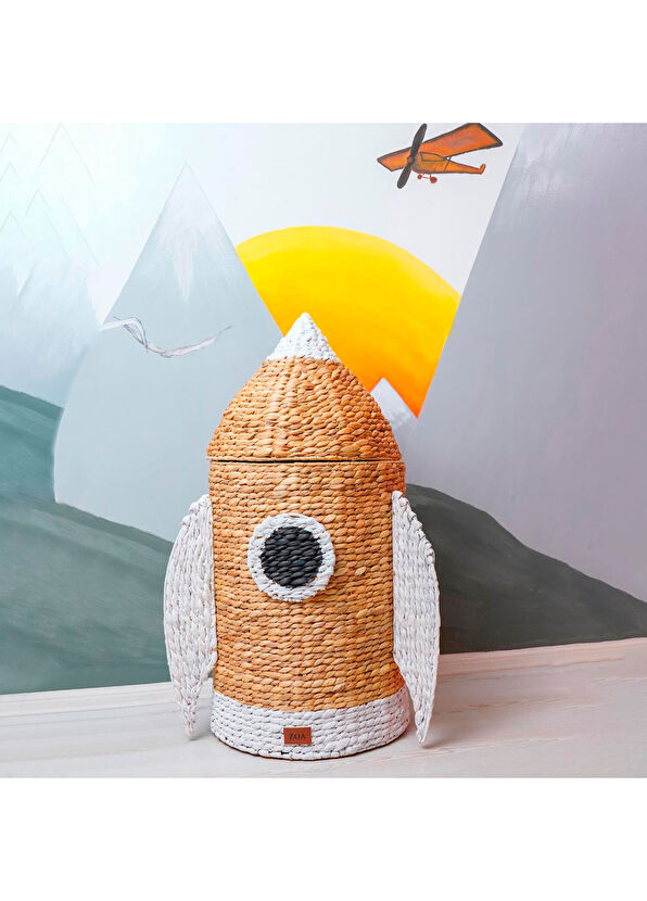 Zoa Collection Rattan Rocket Toy Basket with Lid - 3