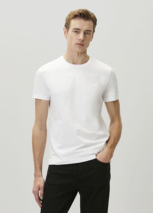 Beymen Club Off-White Regular Fit Elastane Basic T-Shirt - 2