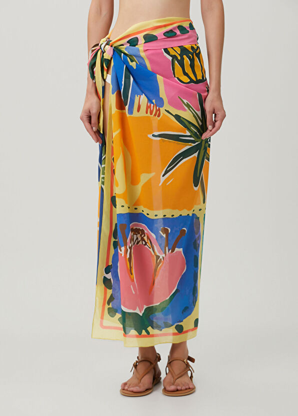 Beymen Club Yellow Printed Pareo Shawl - 2