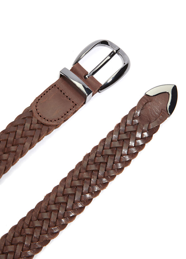 Beymen Club Kahverengi Örgülü Kadın Deri Kemer - 2