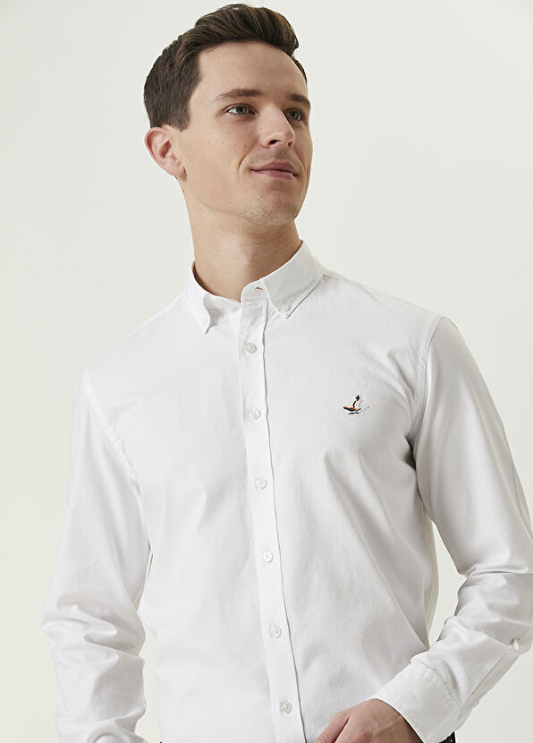Beymen Club Slim Fit Beyaz Oxford Gömlek - 2