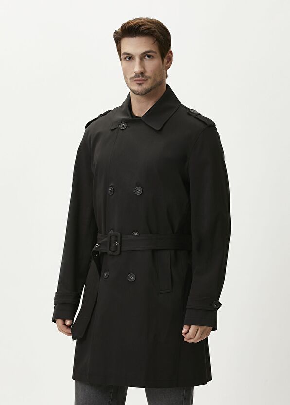 Beymen Club Black Epaulette Overcoat - 3
