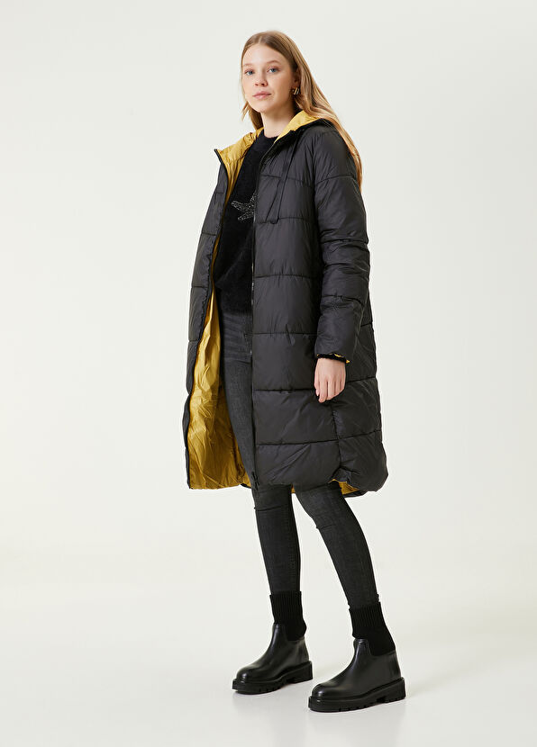 Beymen Club Black Yellow Hooded Double-Sided Puff Coat - 1