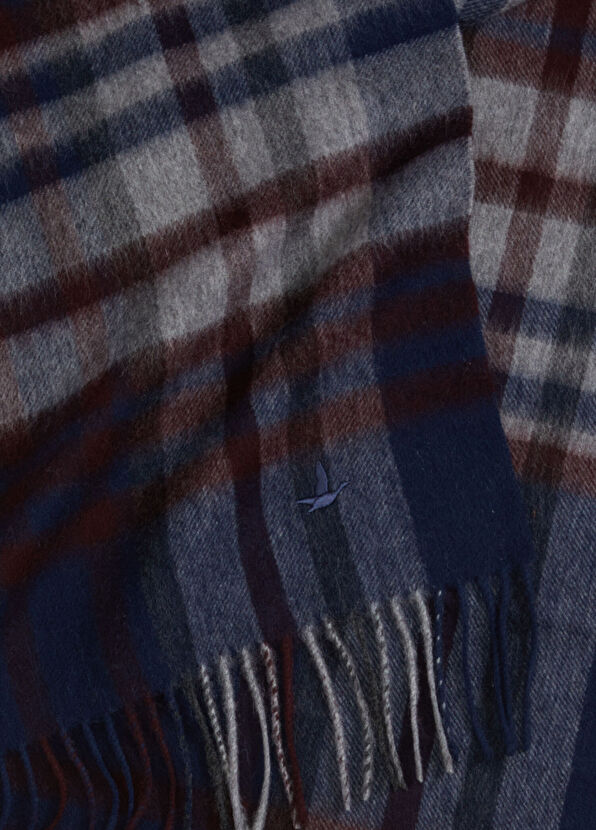 Beymen Club Navy Blue Plaid Men's Wool Scarf - 4