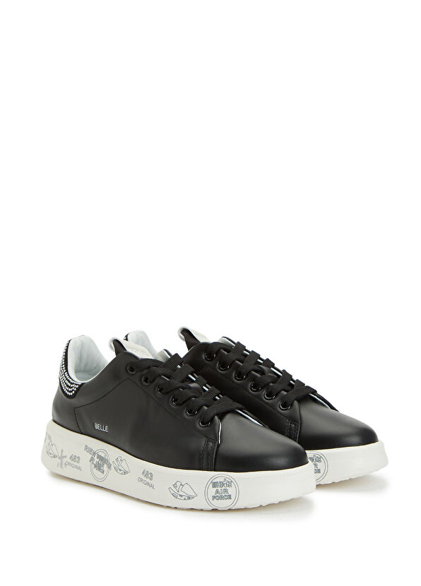 Bella Siyah Beyaz Kadın Deri Sneaker - Görsel 4