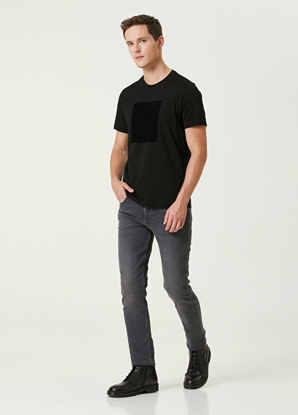 Beymen Club Siyah Flok Monogram Baskılı T-shirt - 2