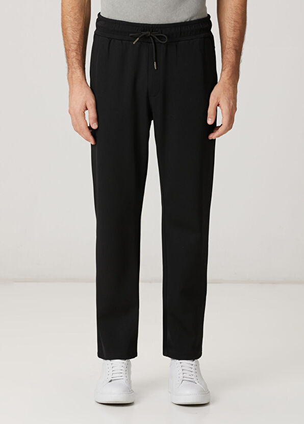 Beymen Club Siyah Beli Kordonlu Interlock Eşofman Altı - 2