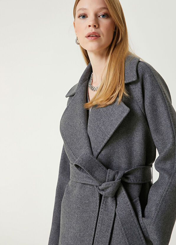 Beymen Club Dark Grey Double-Breasted Wool Coat - 4