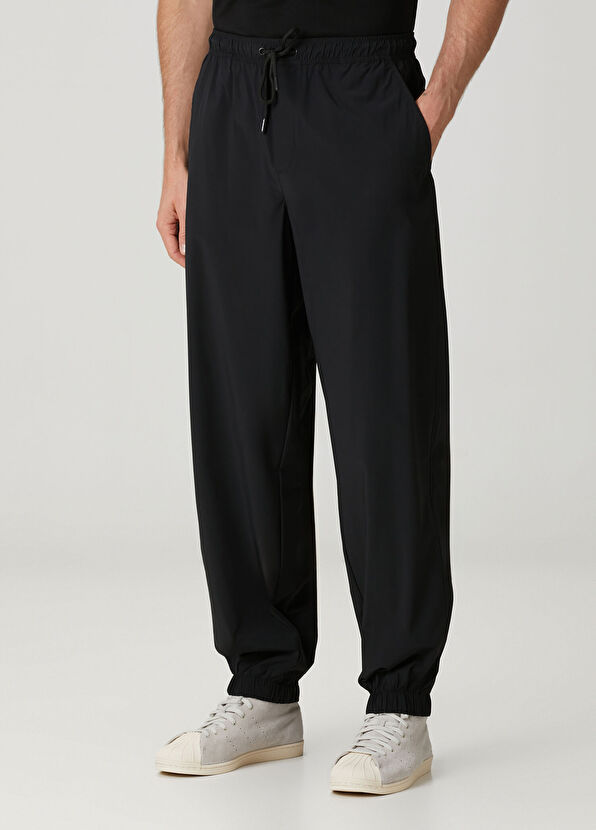 Siyah Beli Kordonlu Jogger Eşofman Altı - Görsel 3