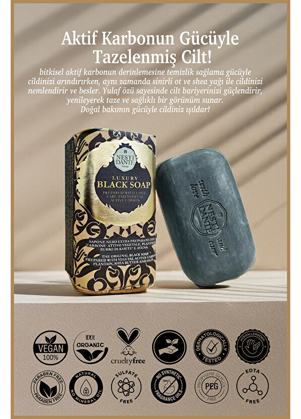 Nesti Dante Luxury Black Intensive Care Vegan Care Bar Soap 250 g - 2