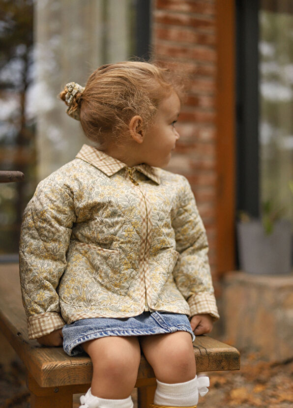 Ninova Çiçekli Fermuarlı Kız Çocuk Mont - Görsel 3