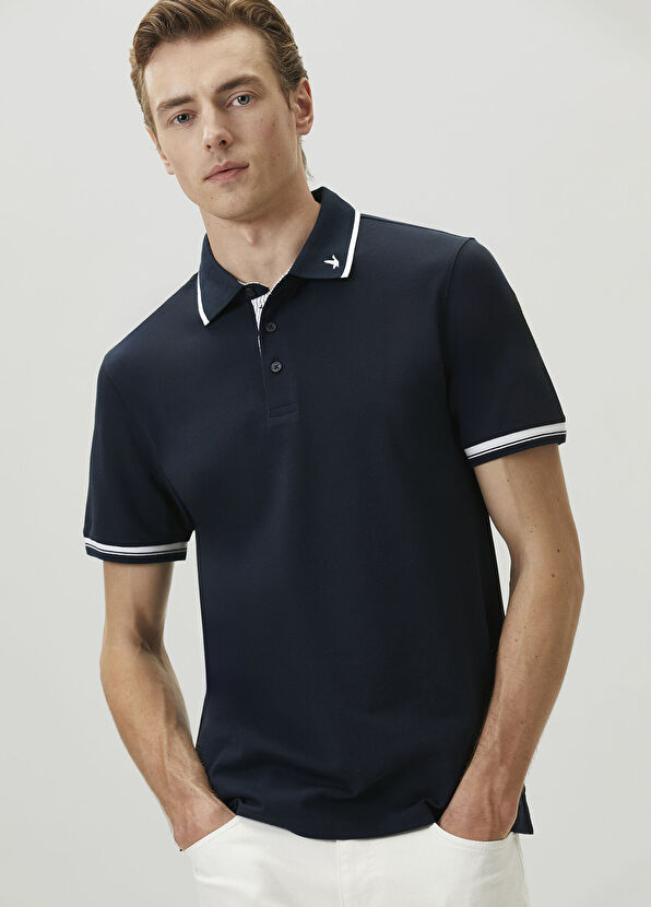 Beymen Club Lacivert Slim Fit Verev Çizgili Pike Polo T-shirt - 2