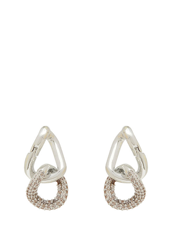 Beymen Club Silver Chain Shaped Women's Zircon Earrings - 2