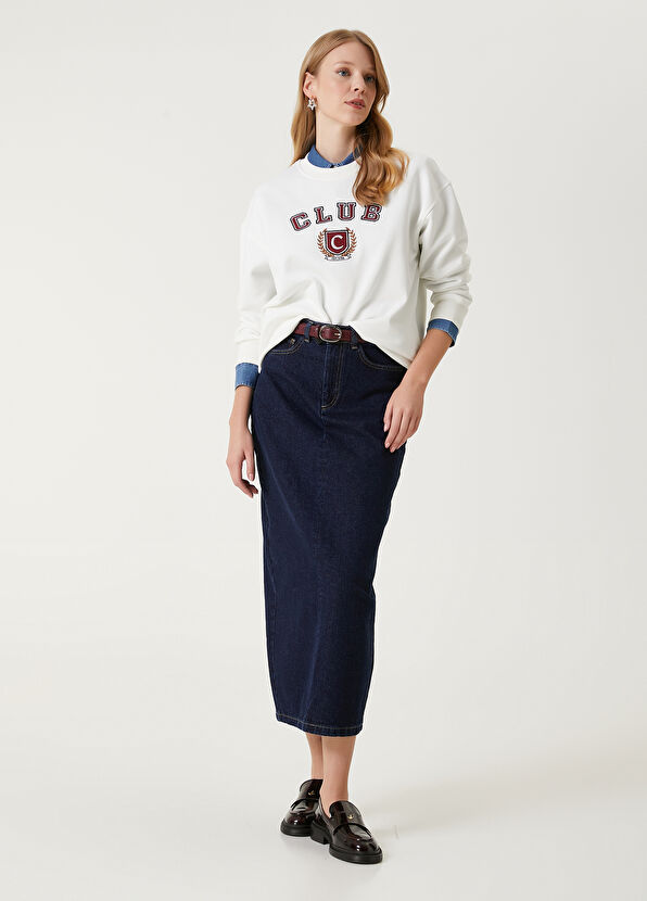 Beymen Club Club Logo White Embroidered Basic Sweatshirt - 3