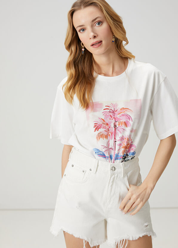 Beymen Club White Hotfix Printed T-Shirt - 1