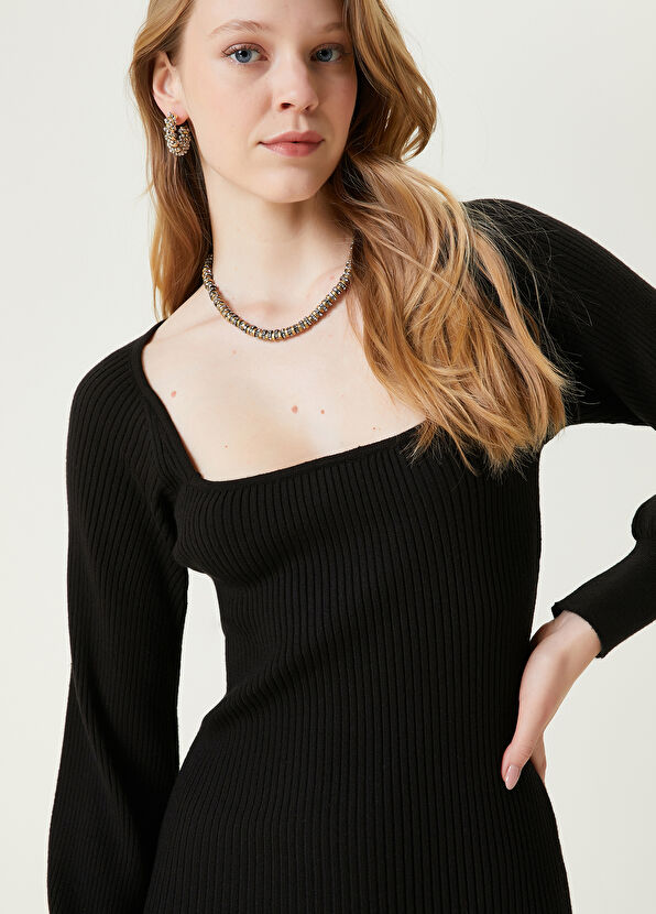 Beymen Club Siyah Midi Boy Triko Elbise - 2