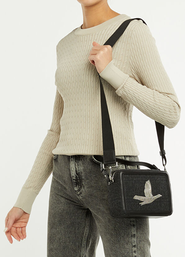 Beymen Club Siyah Ekose Desenli Kadın Yün Çanta - 2