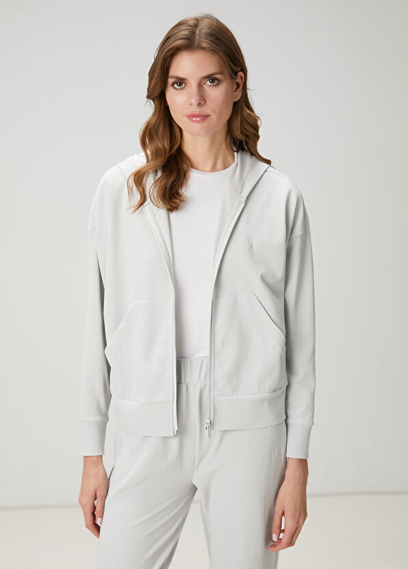 Beymen Club Gri Kapüşonlu İnce Ottoman Sweatshirt - 1