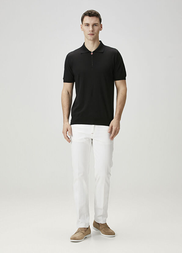 Kiton Siyah Polo Yaka Kısa Kollu Triko - 2