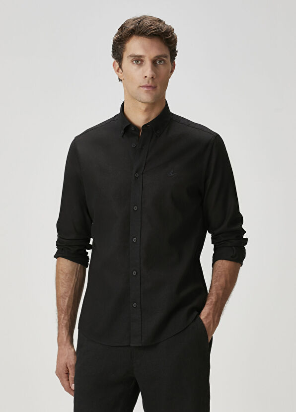 Beymen Club Comfort Fit Black Linen Shirt - 1