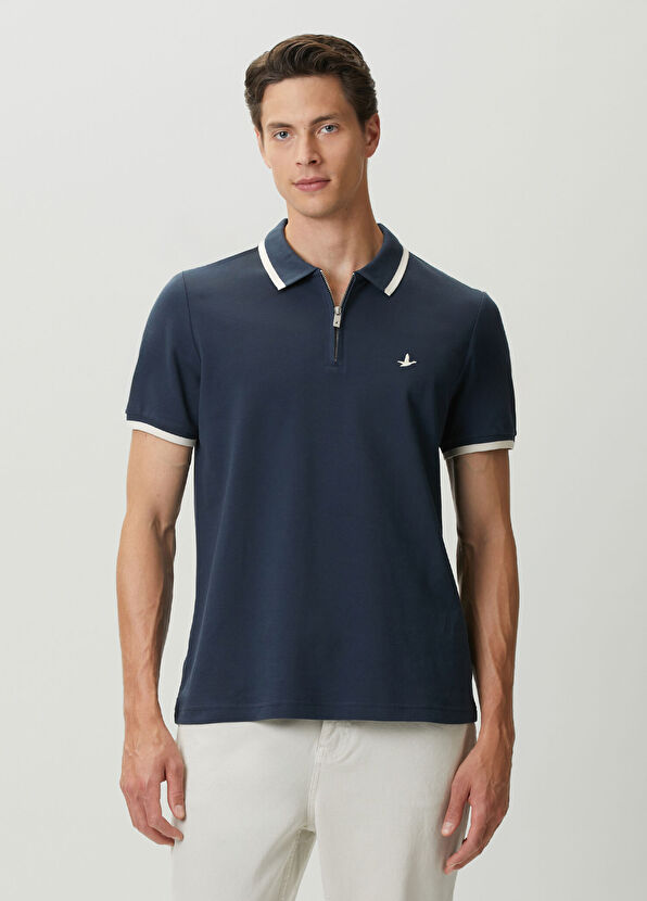 Beymen Club Lacivert Ekru Polo Yaka T-shirt - 1