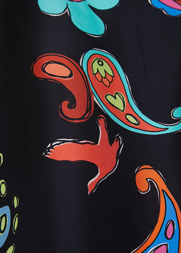 Beymen Club Siyah Şal Desenli 90x90 cm Kadın İpek Eşarp - 2