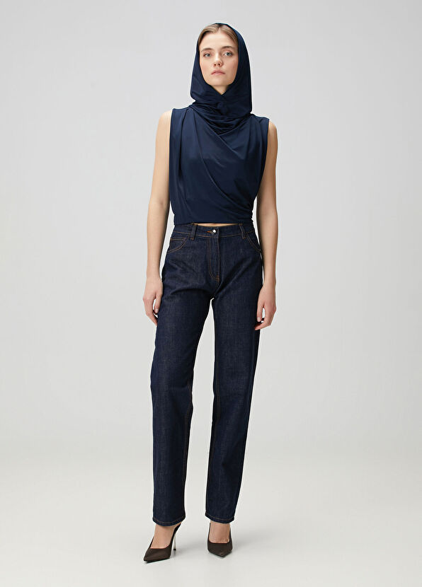 Magda Butrym Lacivert Drapeli Bluz - 2