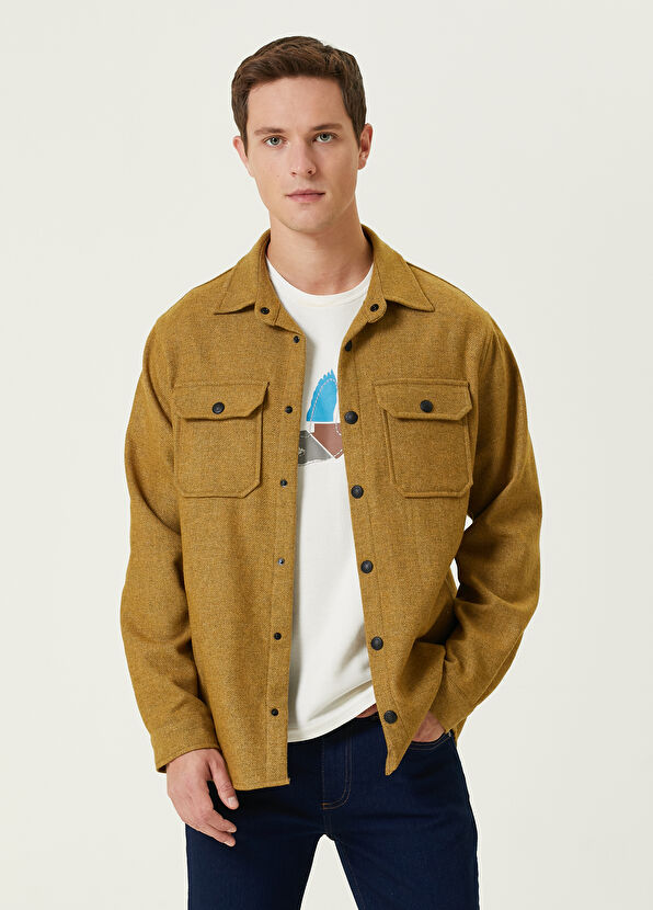 Beymen Club Hardal Flanel İnce Yün Dış Gömlek - 1