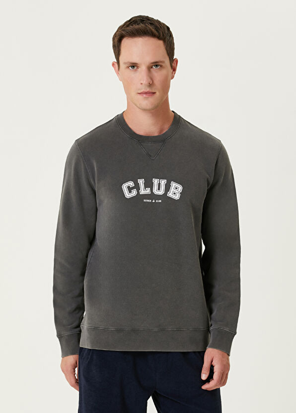 Beymen Club Anthracite Logo Printed Sweatshirt - 1