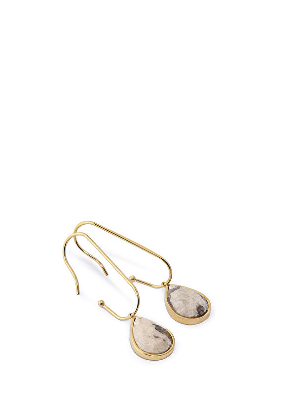 Chaseldor Basic Yuna Krem Rengi Doğal Taşlı Çelik Kadın Küpe - 2