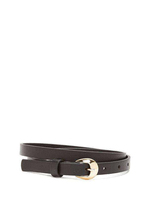 Beymen Club Black Camber Buckle Women's Thin Leather Belt - 1