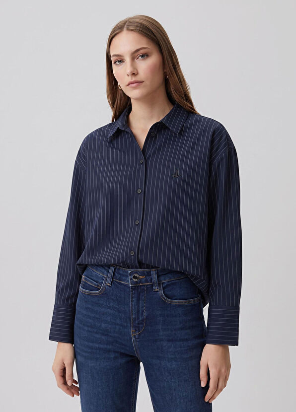 Beymen Club Navy Striped Shirt - 3