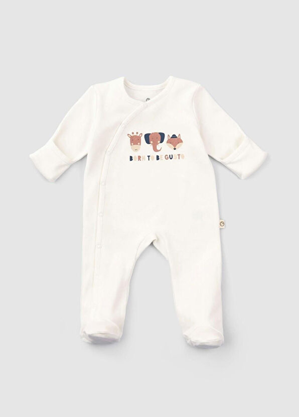 Little Gusto Dried Rose Cream Organic Cotton Gloves Unisex Baby 2-Piece Jumpsuit Set with Booties - 2