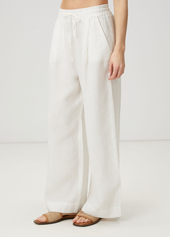 Beymen Club Kırık Beyaz Keten Pantolon - 4