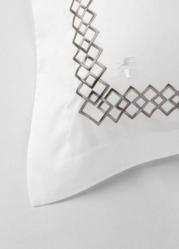 Ren Home Terjalin Nimbus Gri Nakışlı Pamuk Saten Çift Kişilik Nevresim Takımı 200 x 220 cm - 4