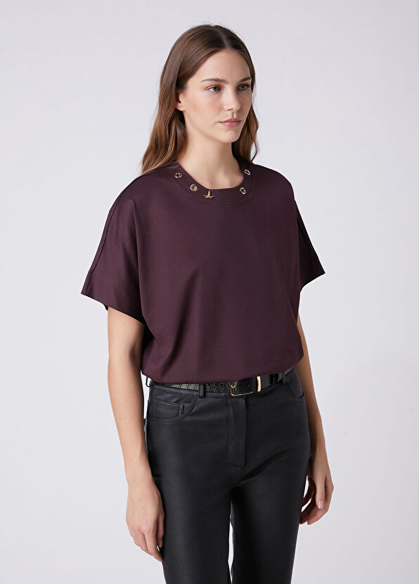Beymen Club Mürdüm Kuşgözü Detaylı T-shirt - 4