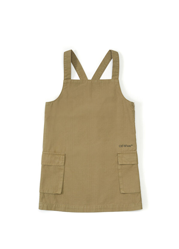 Off-White Haki Kız Çocuk Elbise - 1